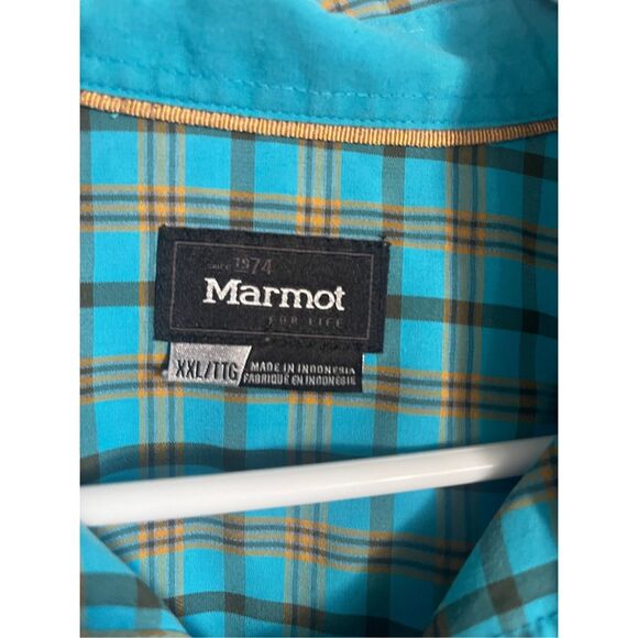 Marmot Mens Multicolor Plaid Short Sleeve Button-Up Shirt Size 2XL - Picture 7 of 12